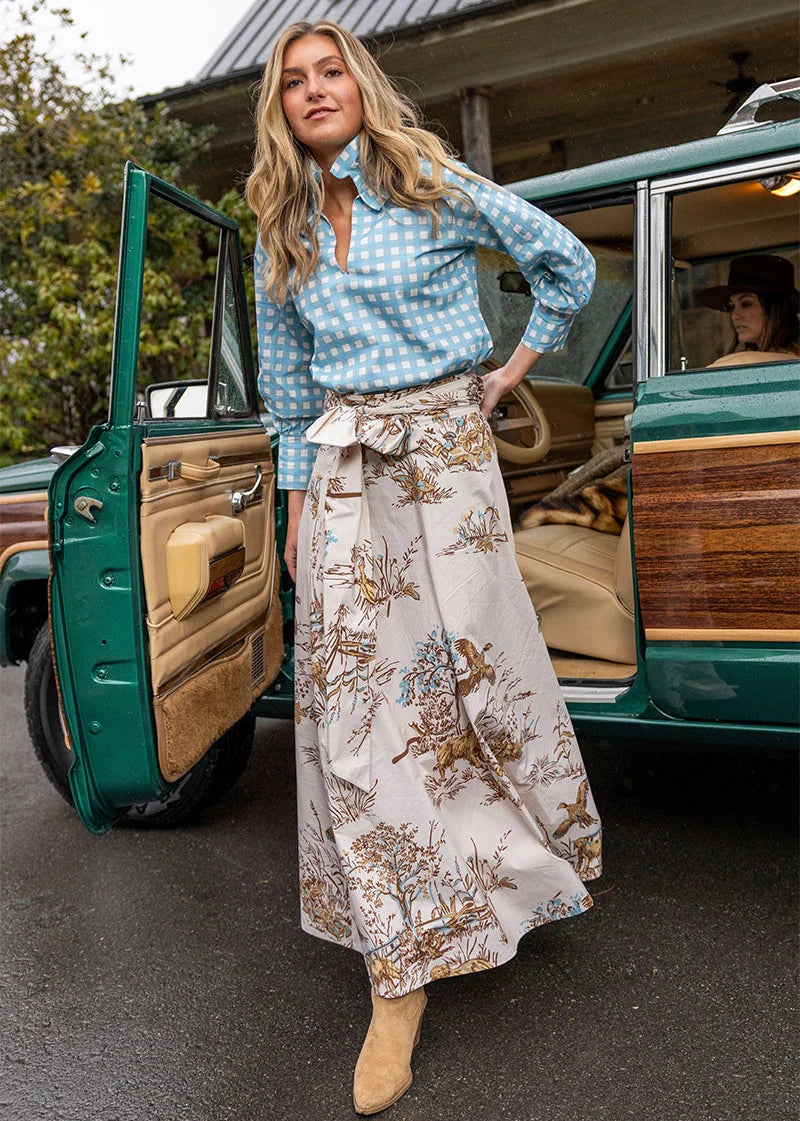 blue gingham harper estate top