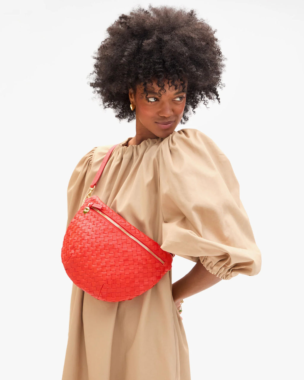 grande fanny woven diagonal bright poppy