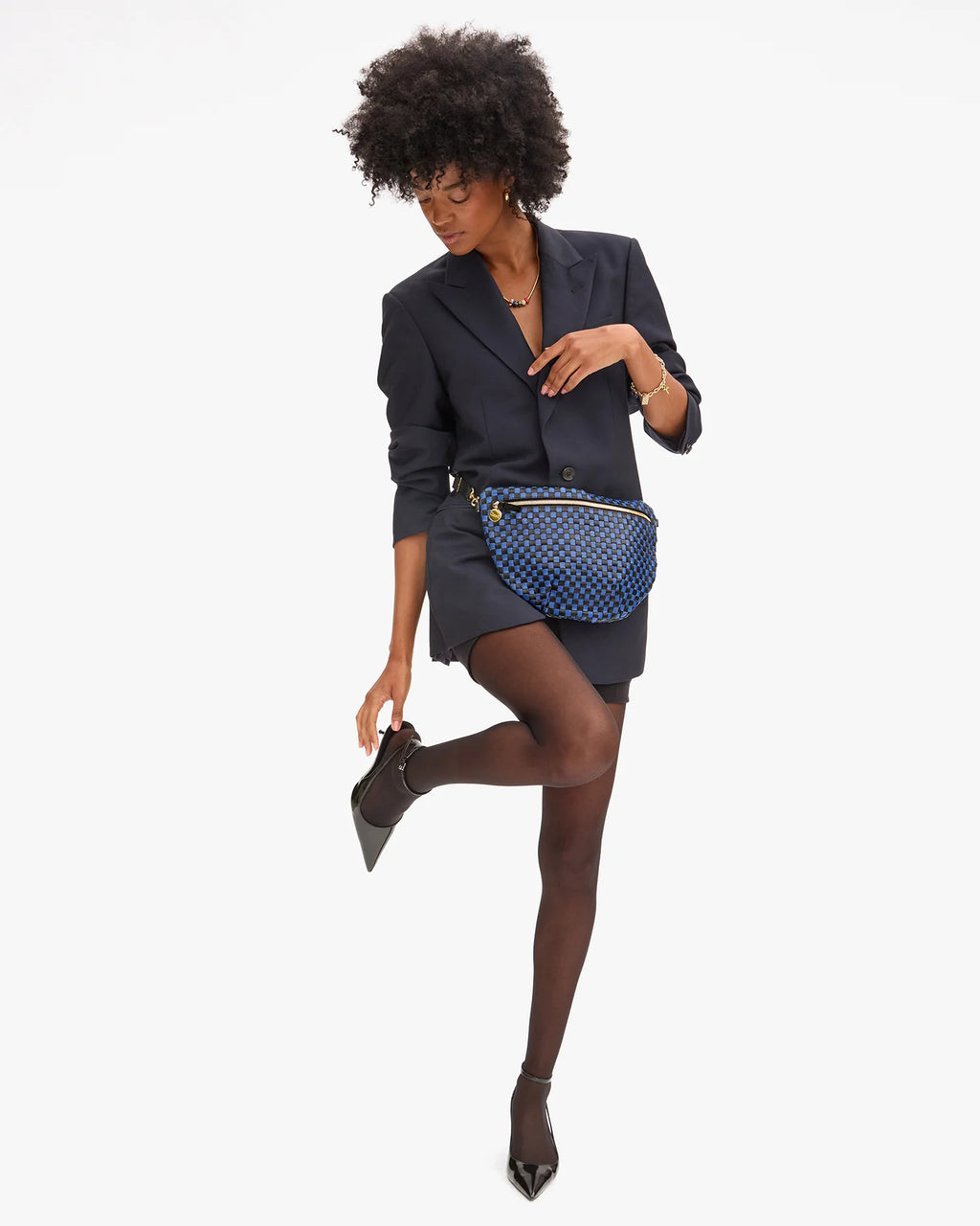 grande fanny woven checker black/cobalt