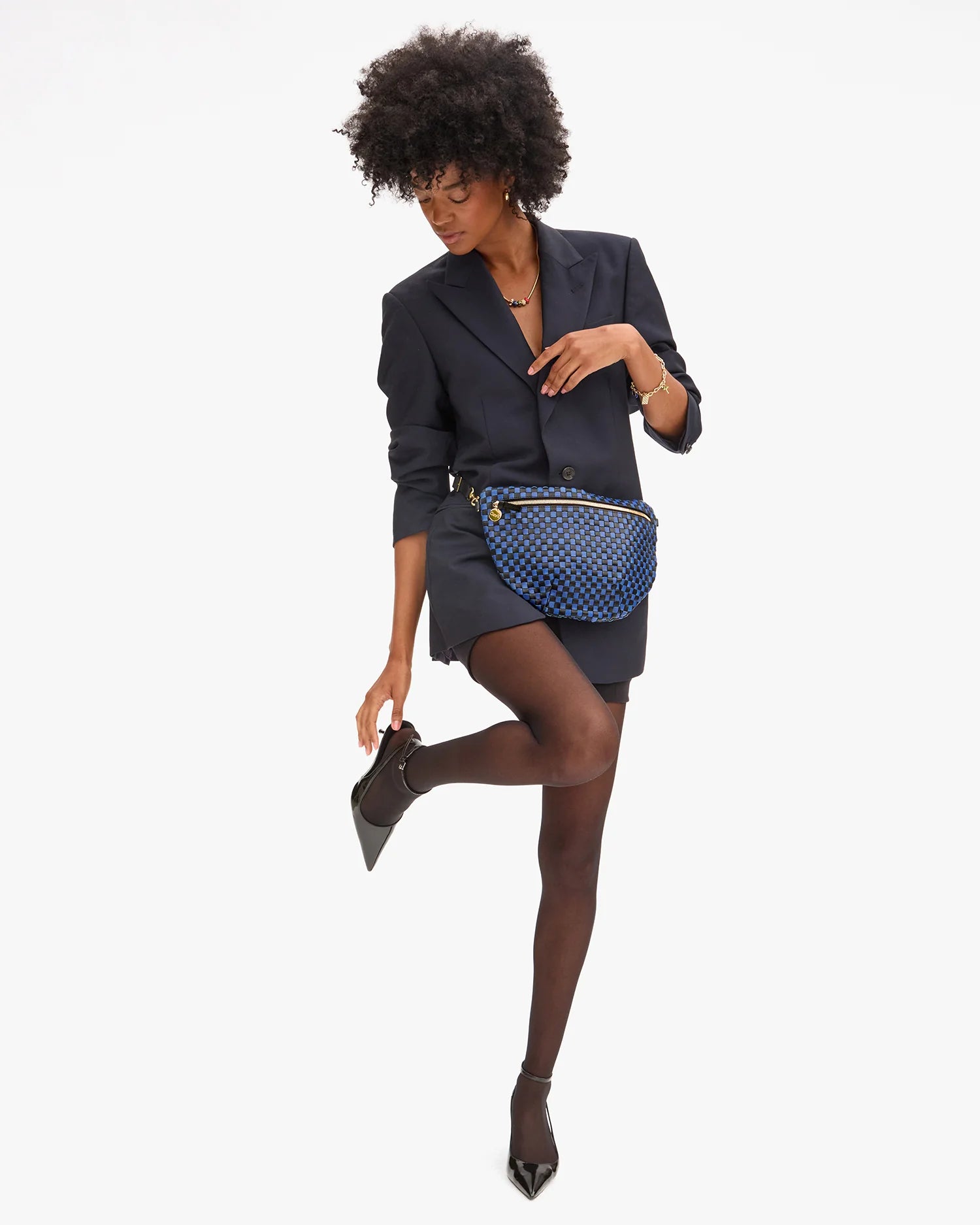 grande fanny woven checker black/cobalt