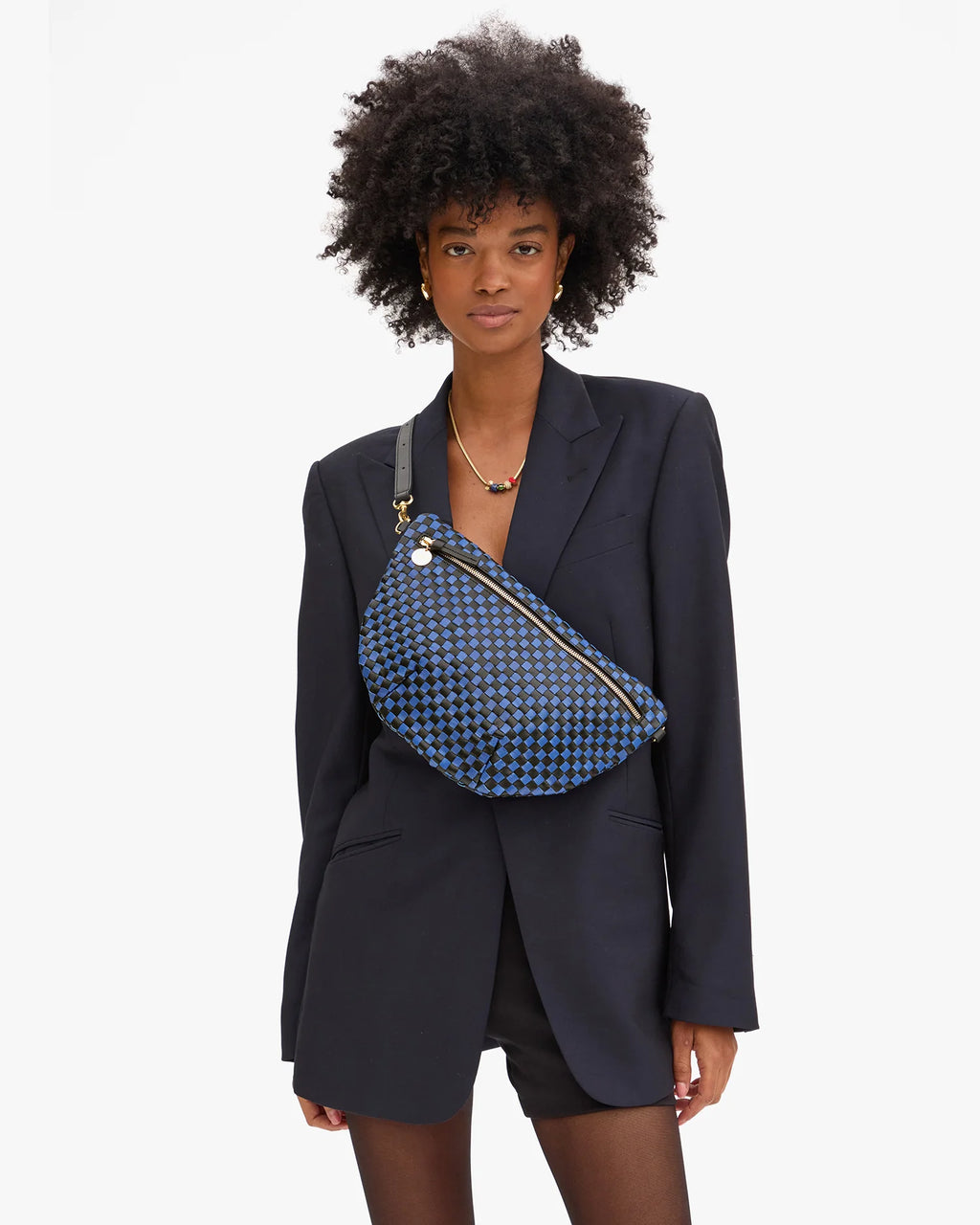 grande fanny woven checker black/cobalt