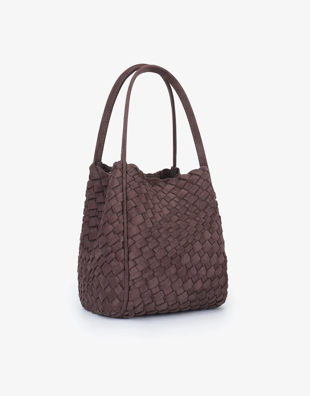 hollace mini tote woven faux suede chocolate