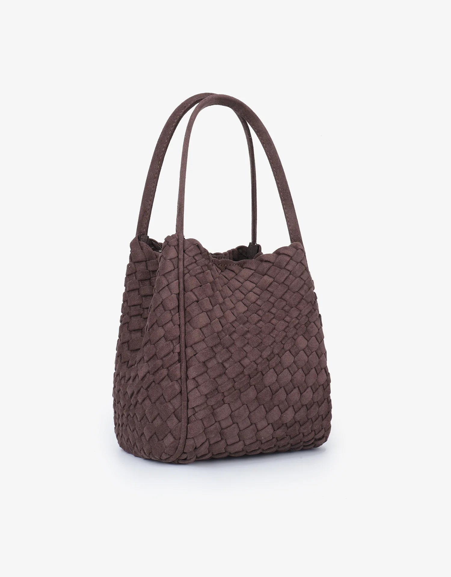hollace mini tote woven faux suede chocolate