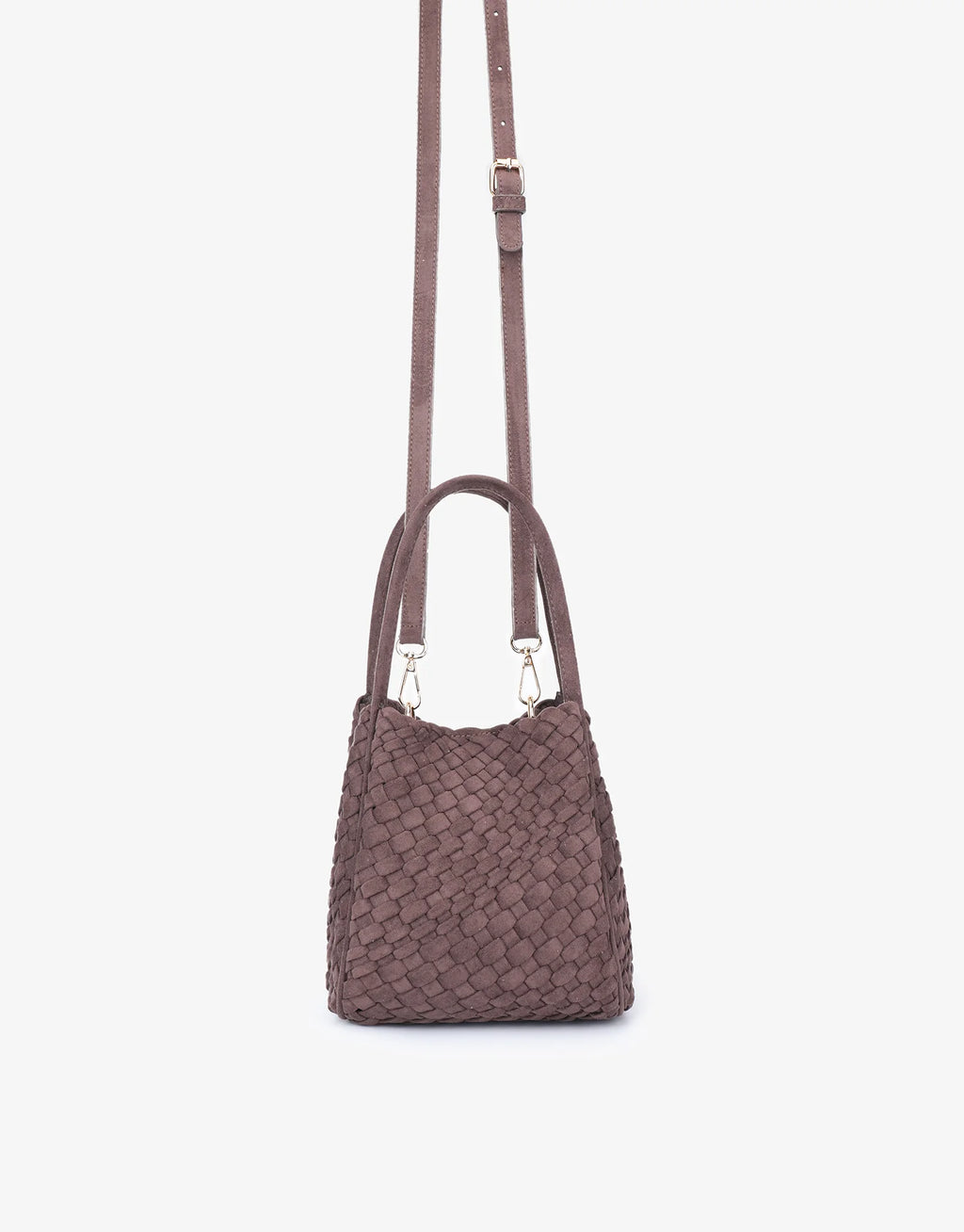 hollace mini tote woven faux suede chocolate