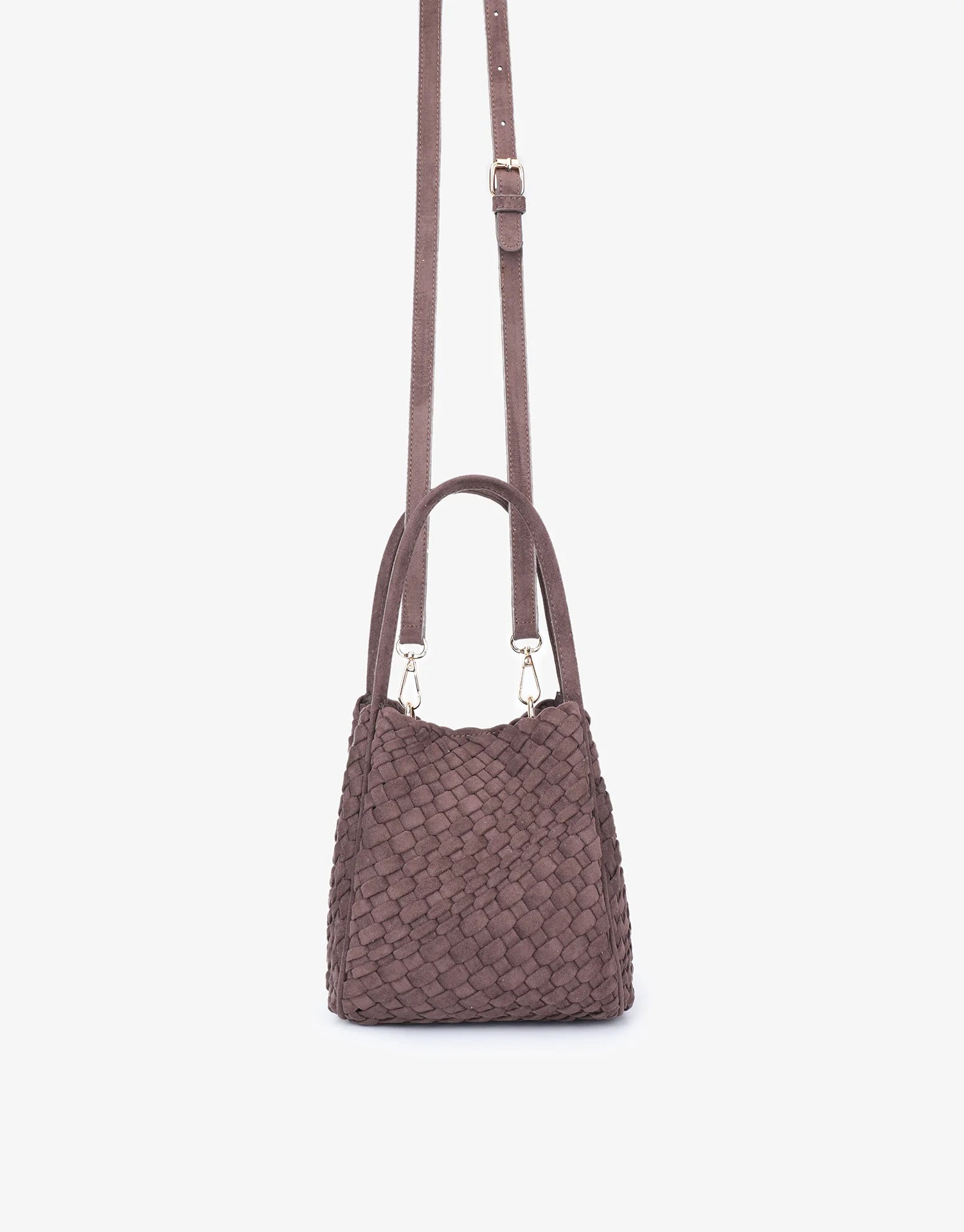 hollace mini tote woven faux suede chocolate
