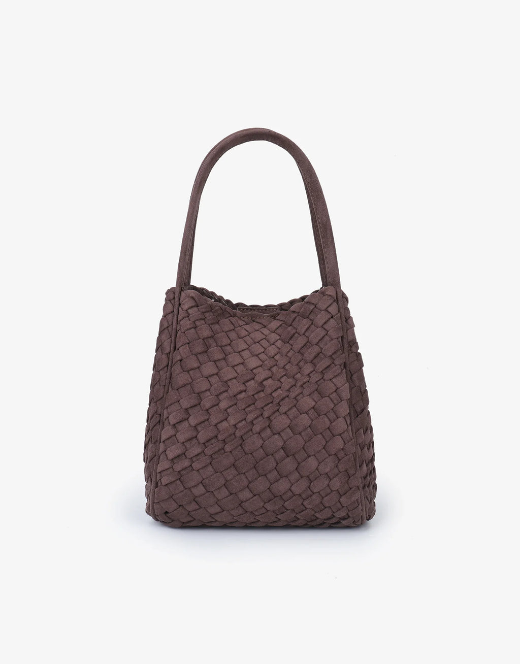 hollace mini tote woven faux suede chocolate