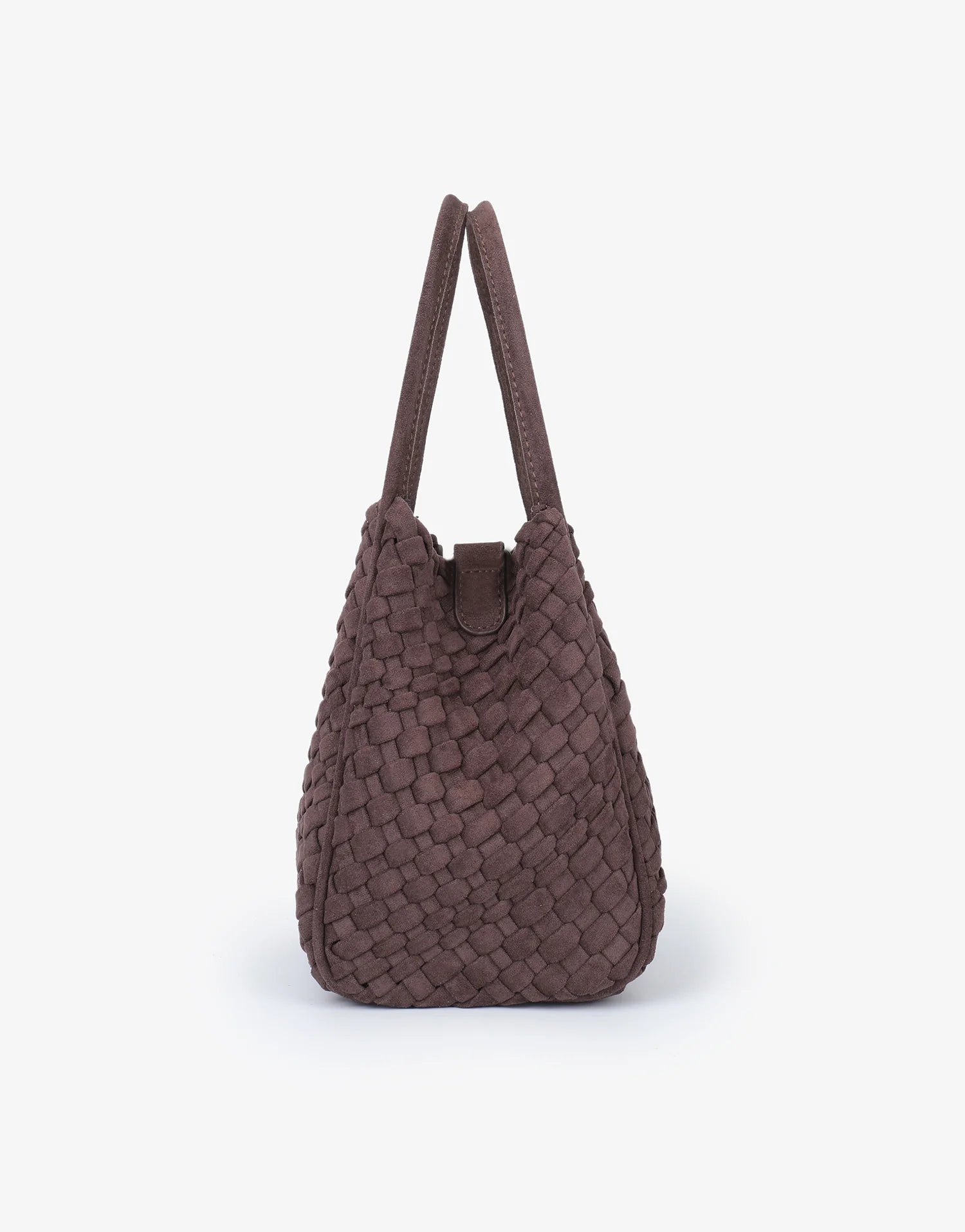 hollace mini tote woven faux suede chocolate