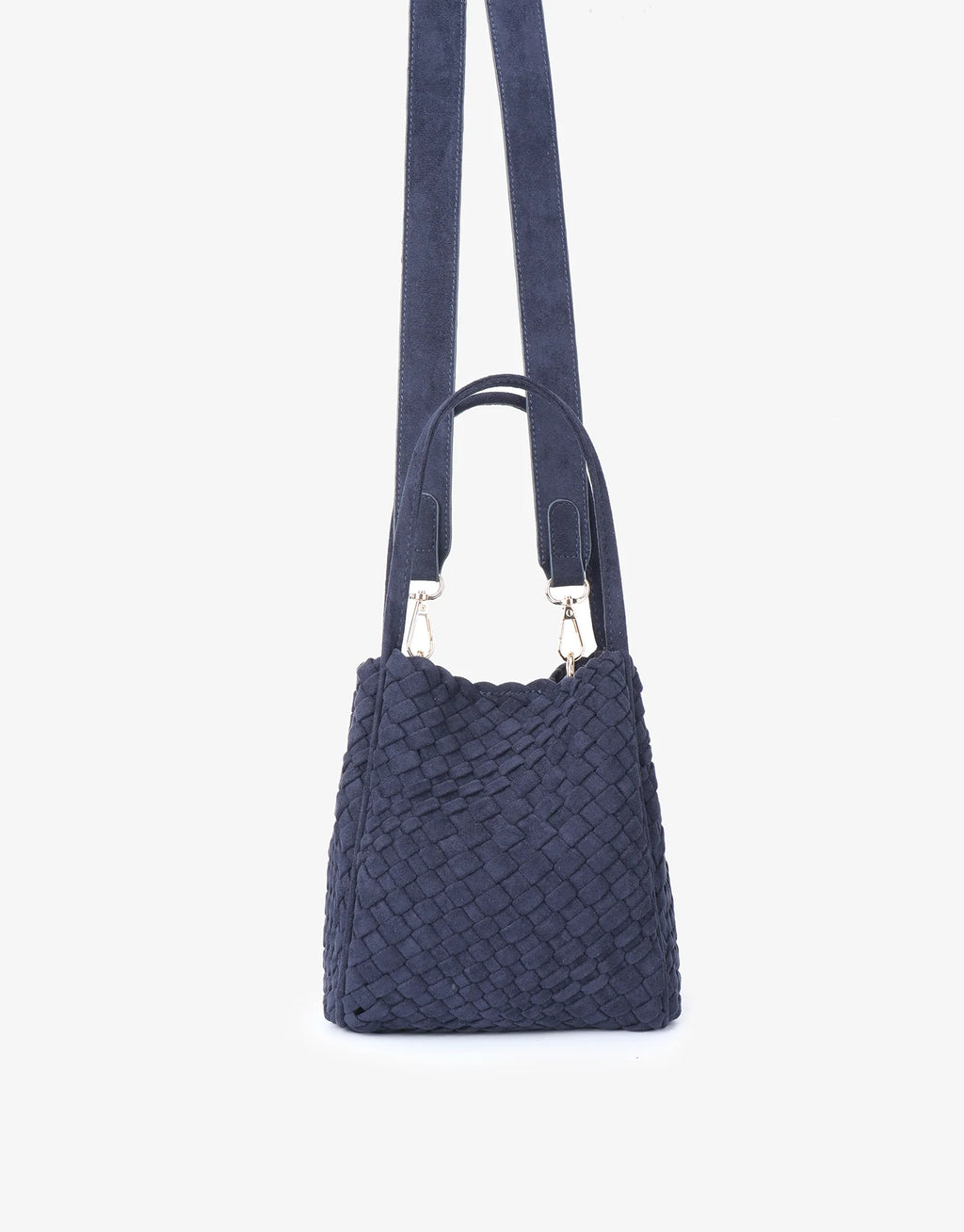 hollace mini tote woven faux suede navy