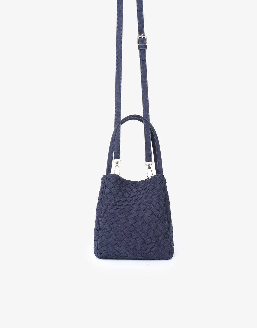 hollace mini tote woven faux suede navy