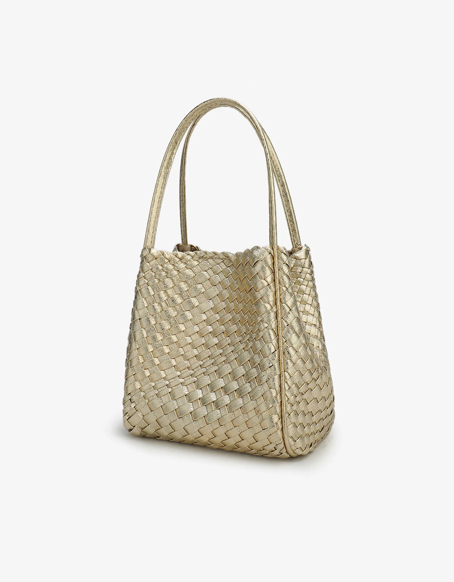 hollace mini tote woven hi shine platinum
