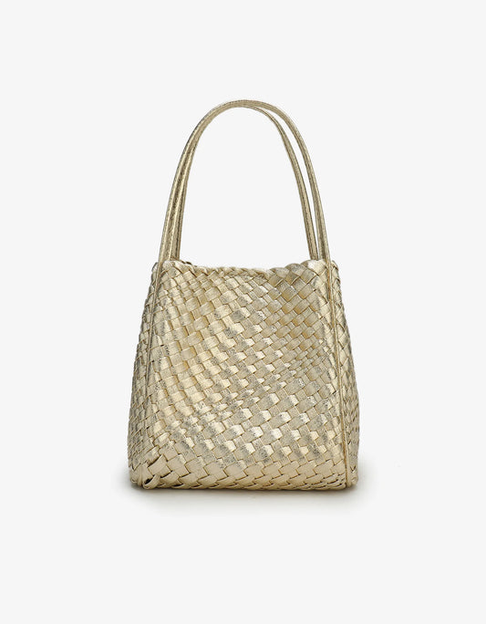hollace mini tote woven hi shine platinum