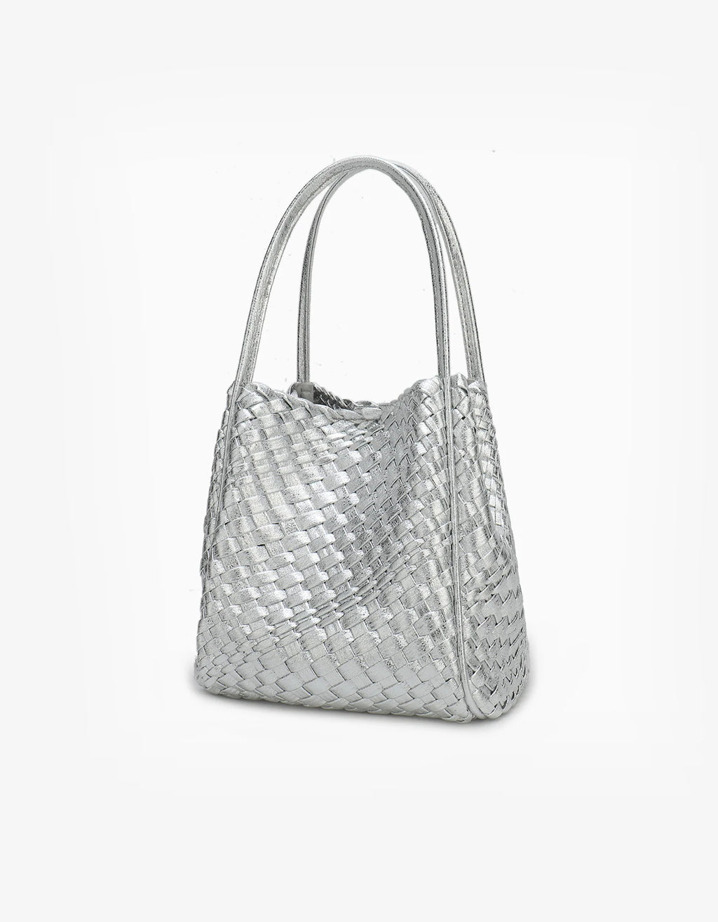 hollace mini tote woven hi shine silver