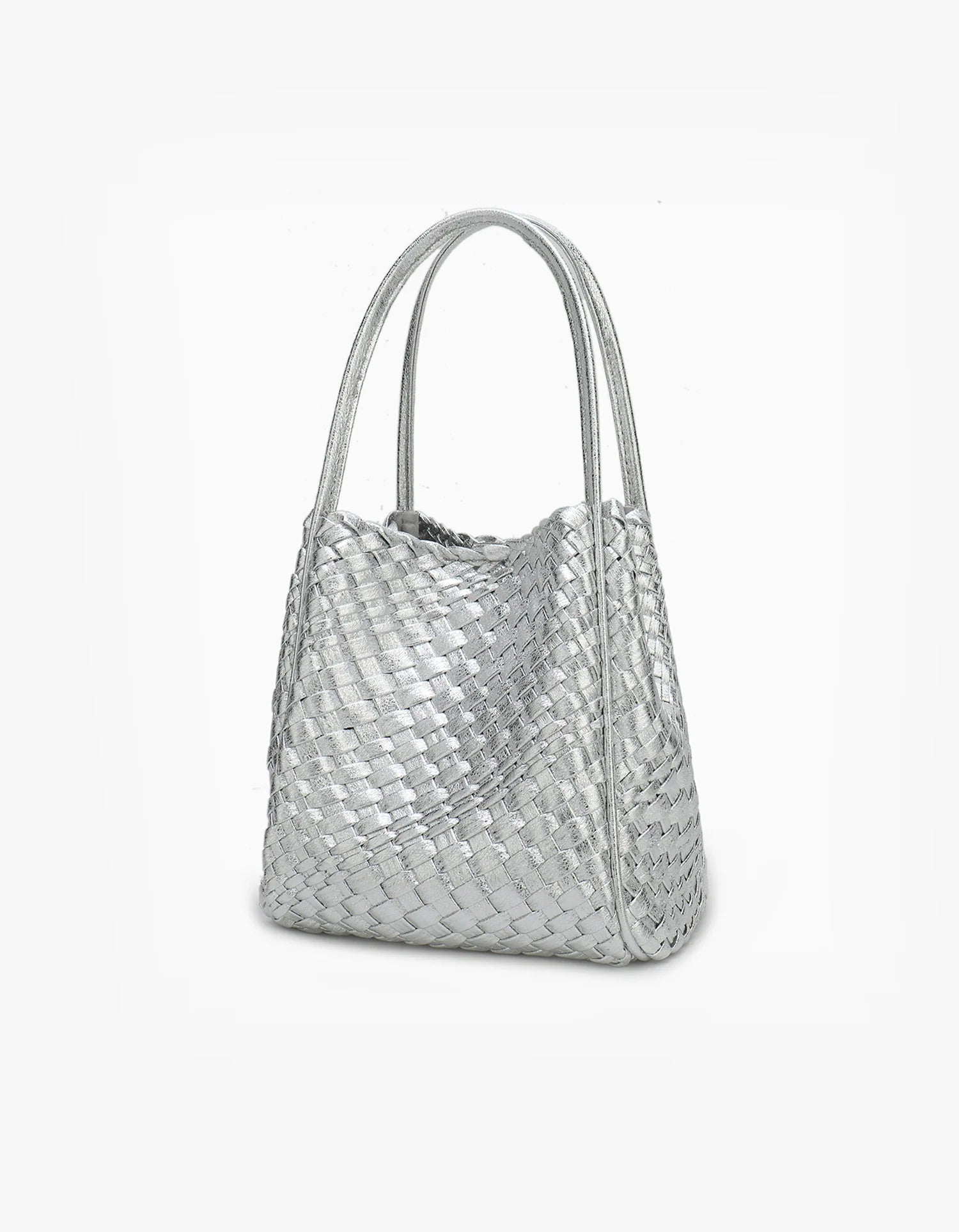 hollace mini tote woven hi shine silver