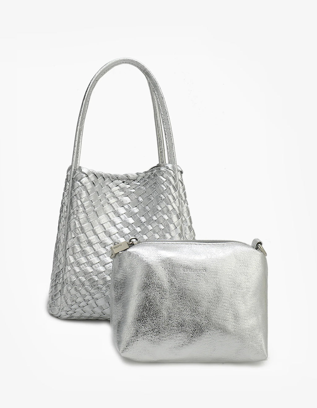 hollace mini tote woven hi shine silver