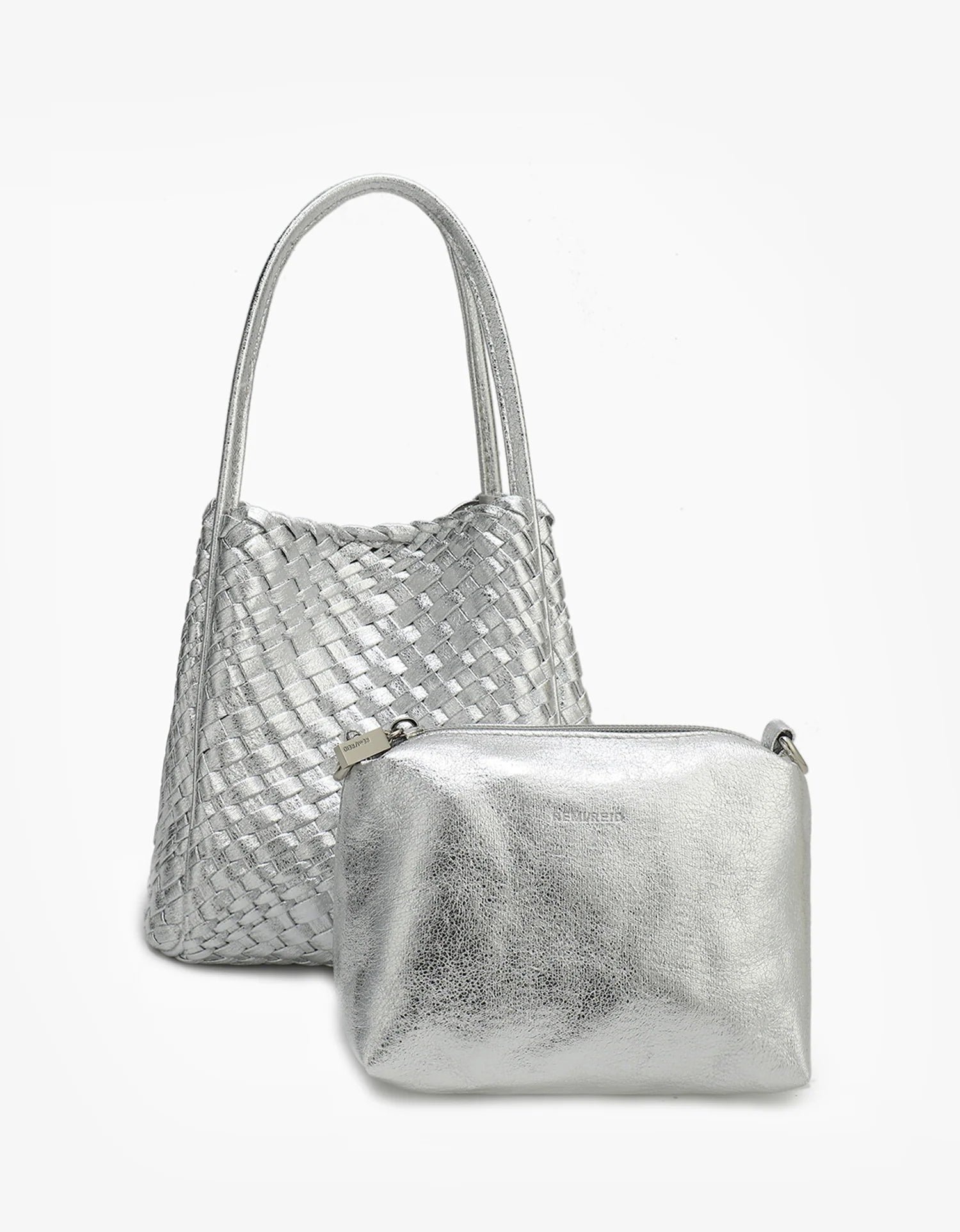 hollace mini tote woven hi shine silver