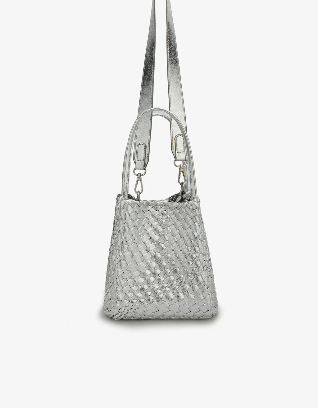 hollace mini tote woven hi shine silver