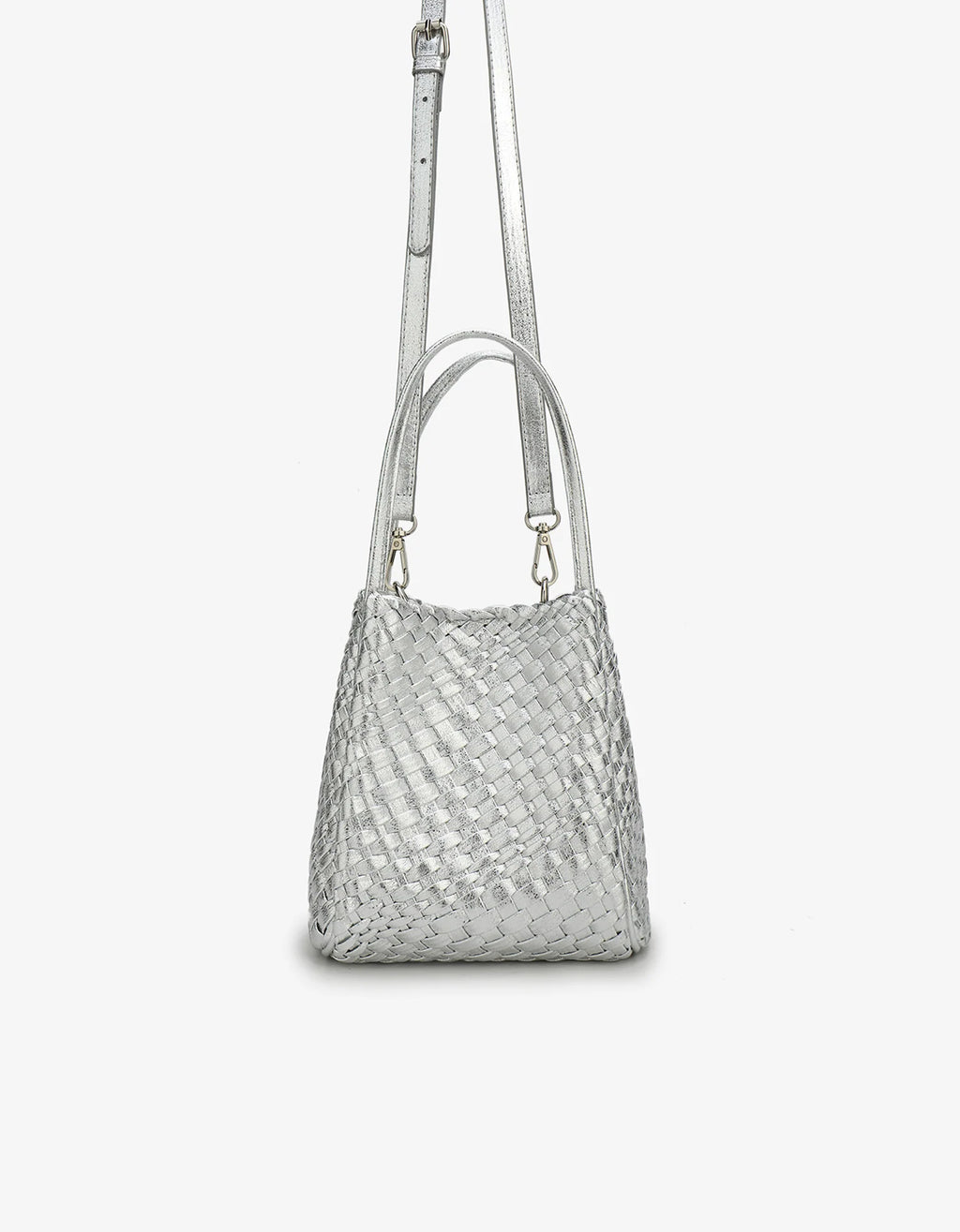 hollace mini tote woven hi shine silver