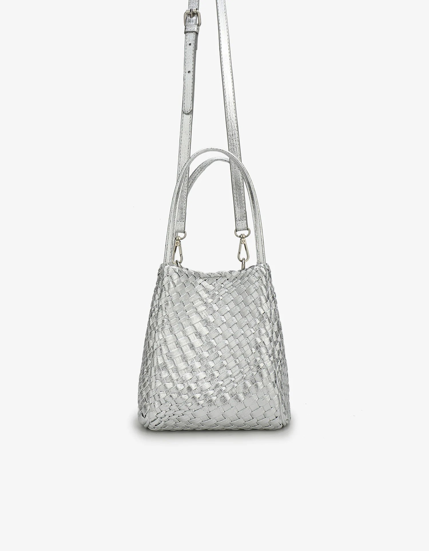 hollace mini tote woven hi shine silver