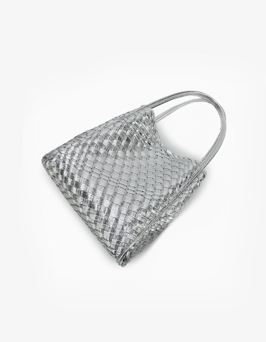 hollace mini tote woven hi shine silver