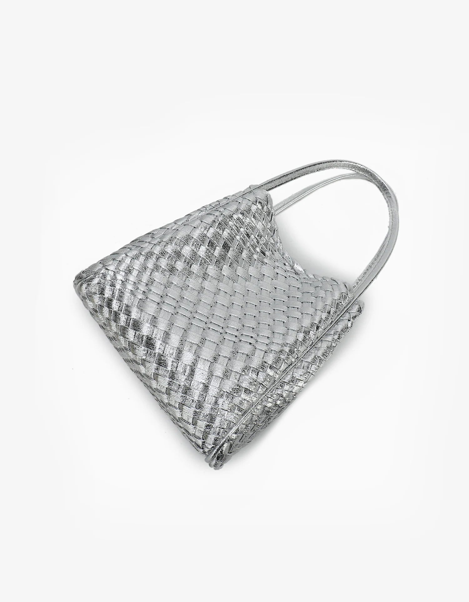 hollace mini tote woven hi shine silver