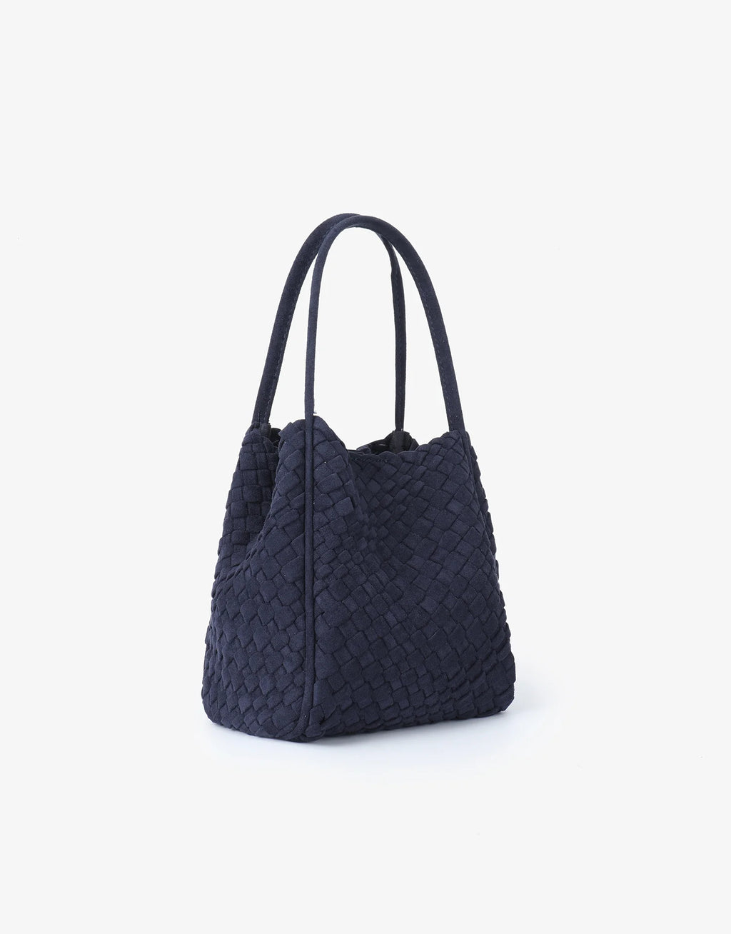 hollace mini tote woven faux suede navy