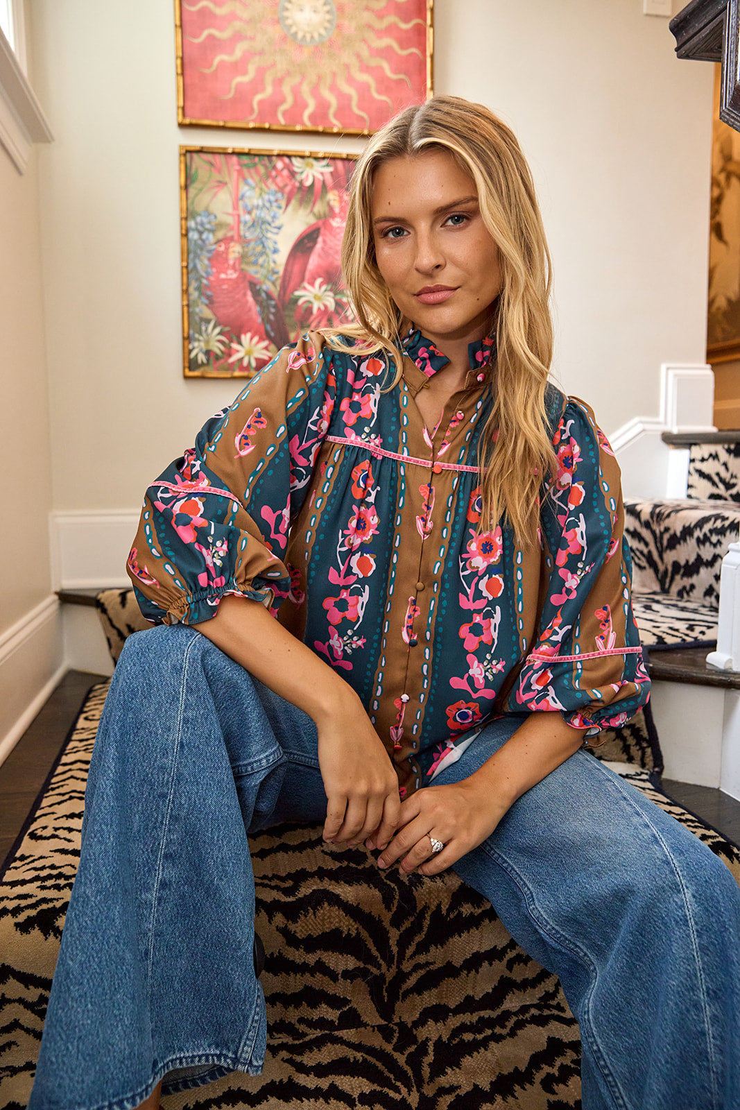 worth blouse tapestry stripe