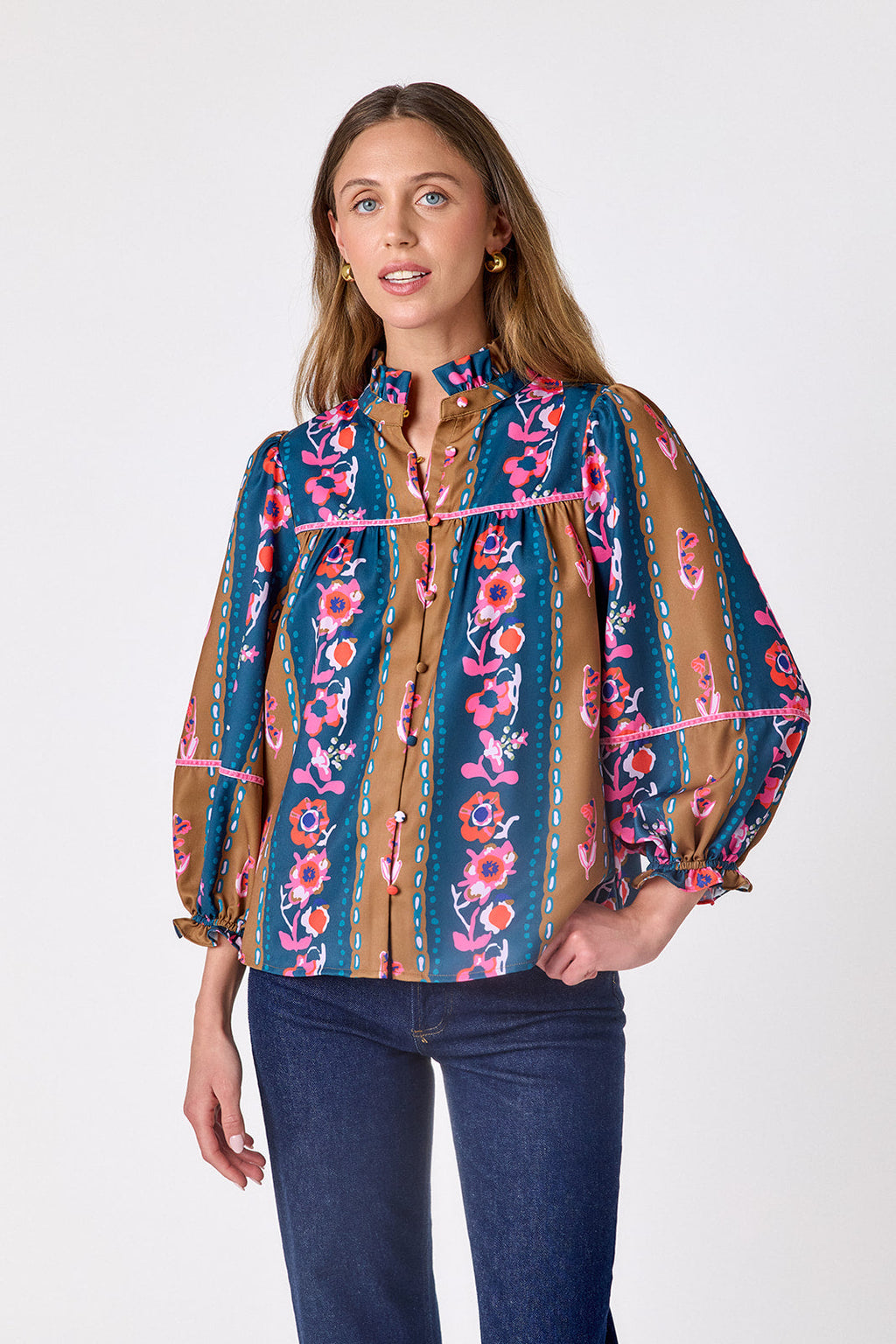worth blouse tapestry stripe