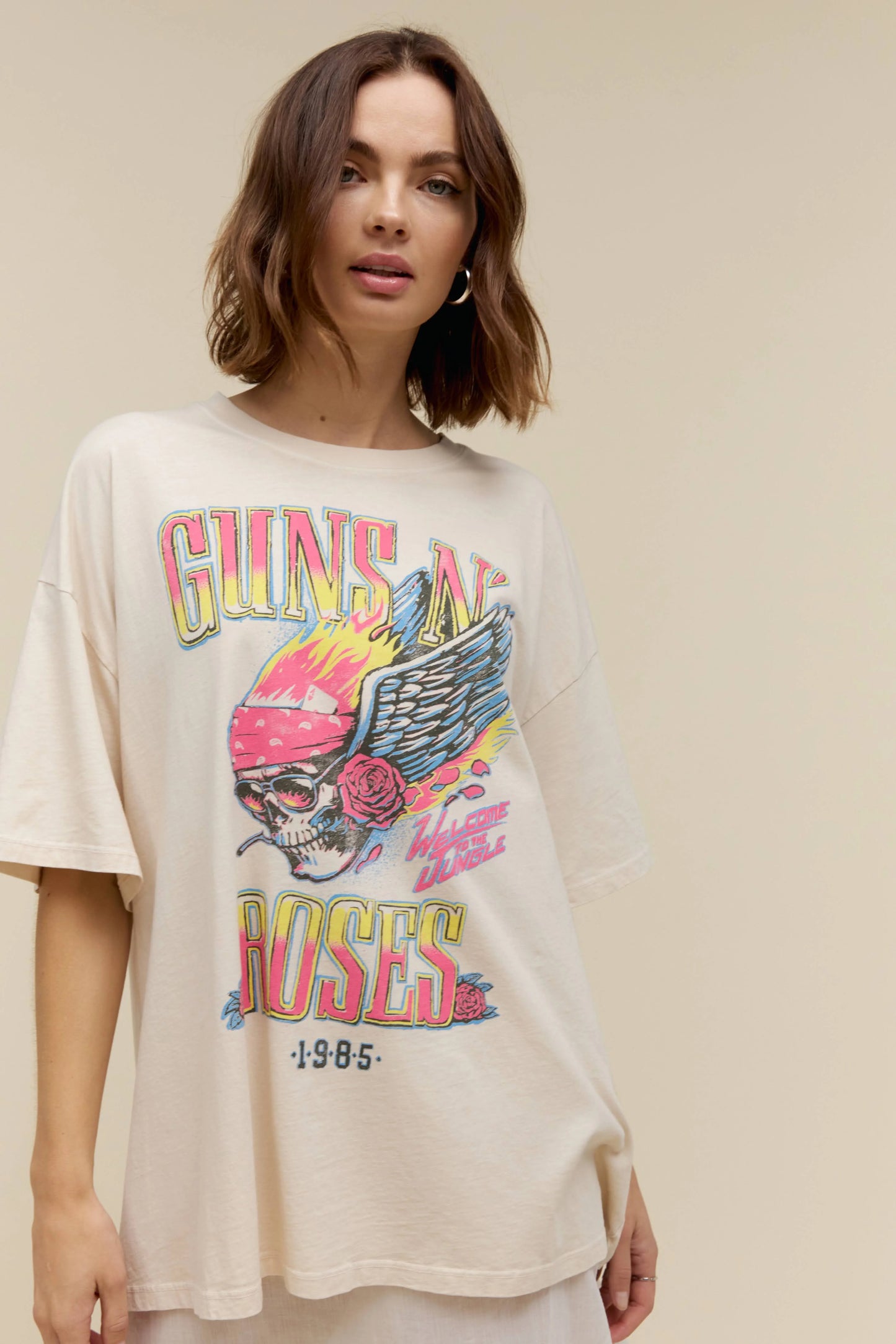 guns n roses flaming skull tee