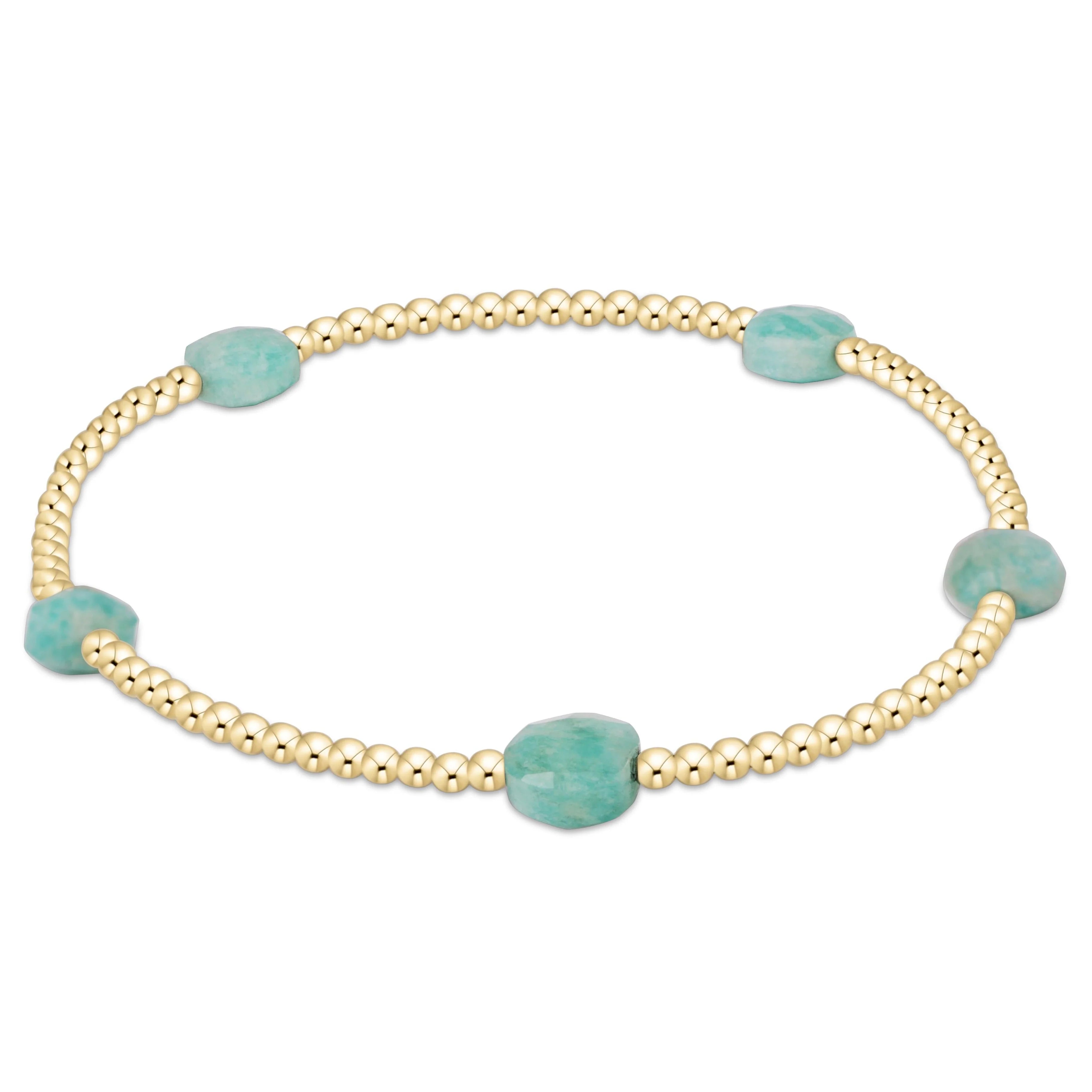 admire small gemstone 2mm gold bracelet - amazonite