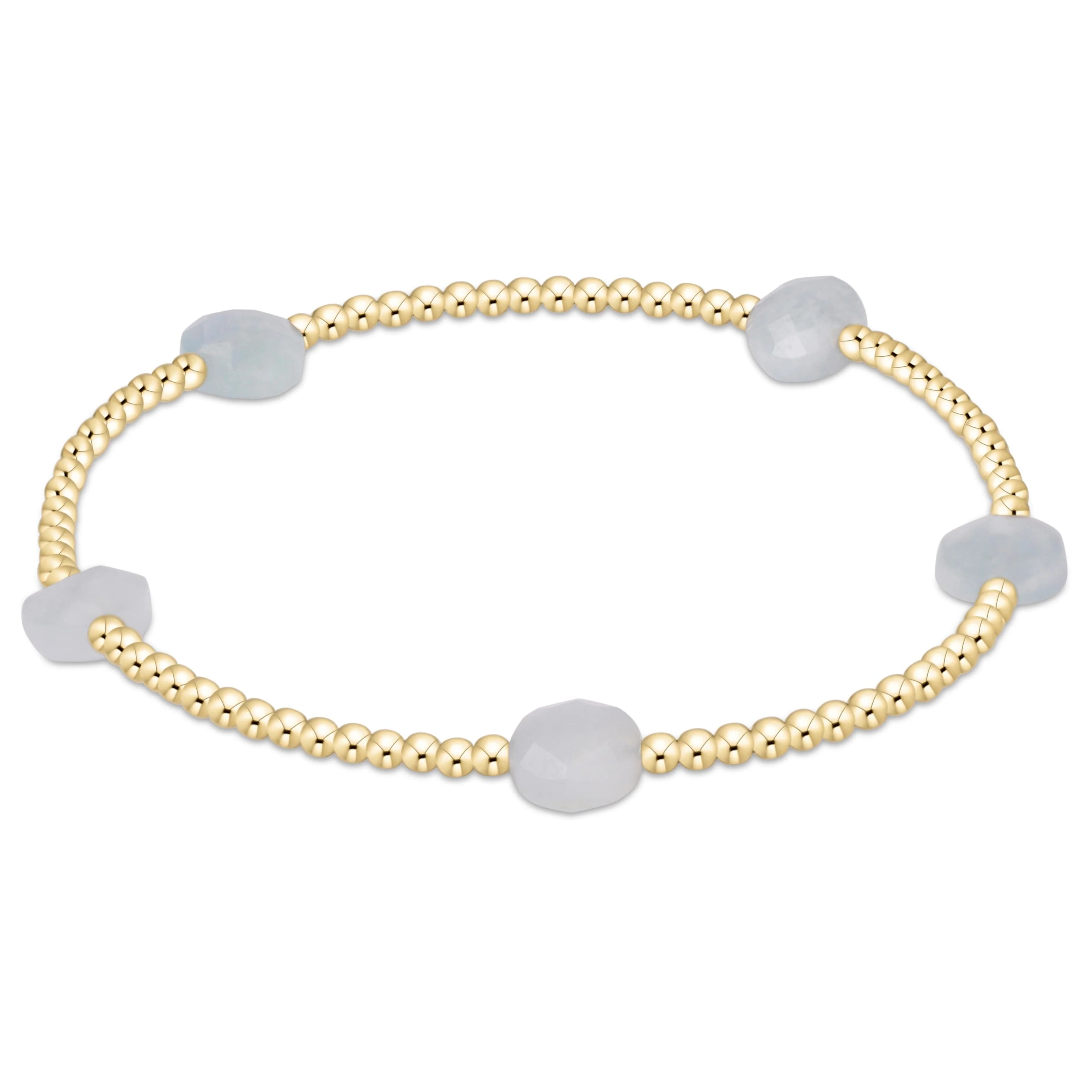 admire small gemstone 2mm gold bracelet - aquamarine