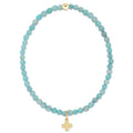 classic amazonite 3mm bracelet - signature cross gold charm