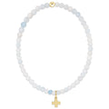 classic aquamarine 3mm bracelet - signature cross gold charm