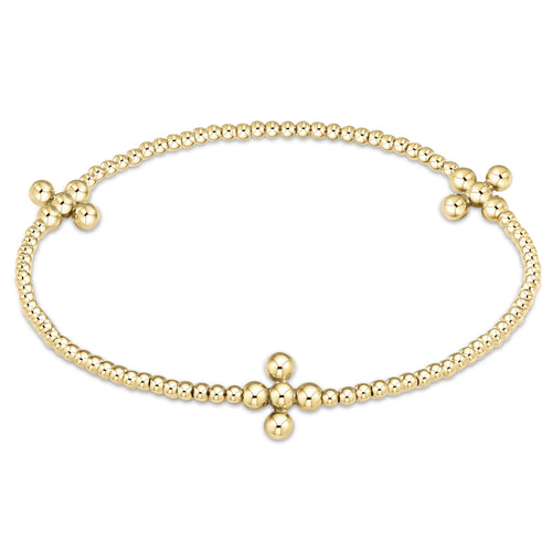 signature cross gold pattern 2.5mm bead bracelet - classic beaded signature cross gold - 4mm bead gold