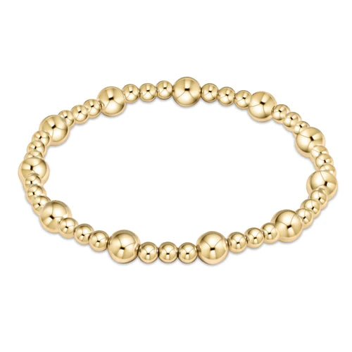 classic sincerity pattern 6mm bead bracelet gold