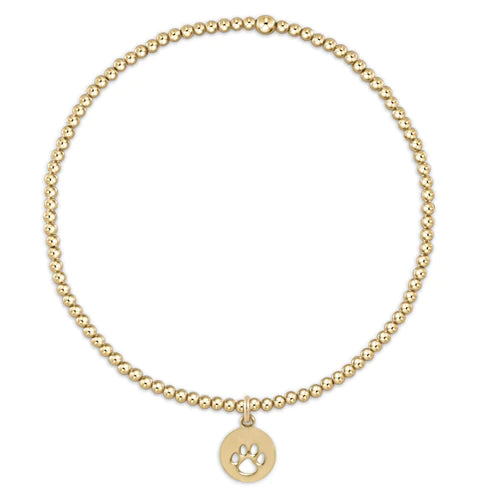 egirl classic gold 2mm bead bracelet paw print small gold disc