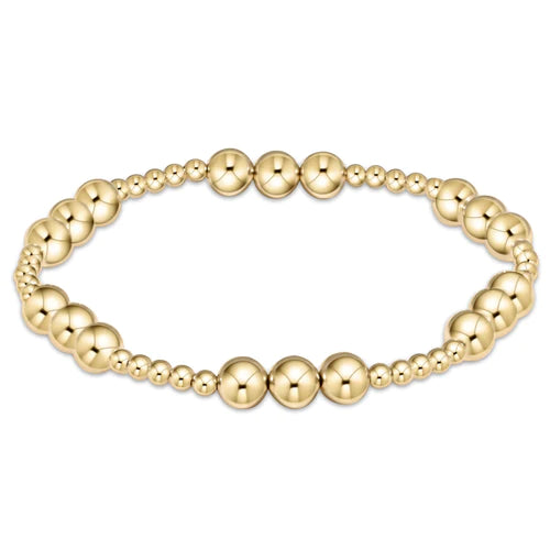 classic joy pattern 6mm bead bracelet gold