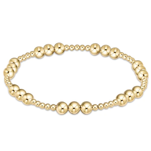 classic joy pattern 5mm bead bracelet gold