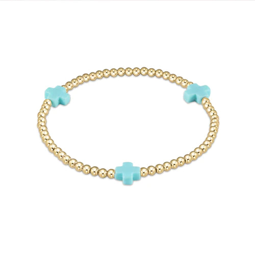 egirl signature cross gold pattern 3mm bead bracelet