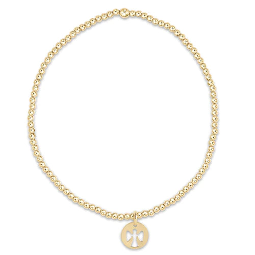 classic gold 2mm bead bracelet guardian angel small gold disc