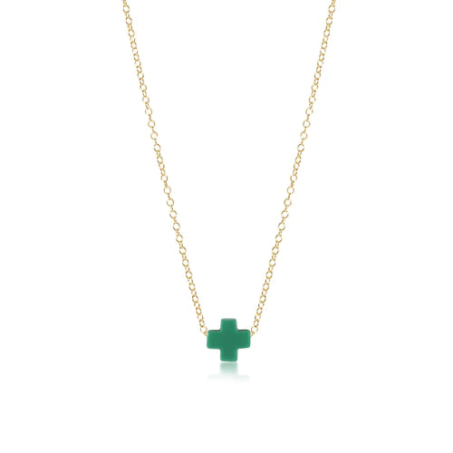 16" necklace gold - signature cross emerald