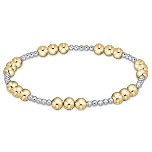 classic joy pattern 5mm bead bracelet mixed metal