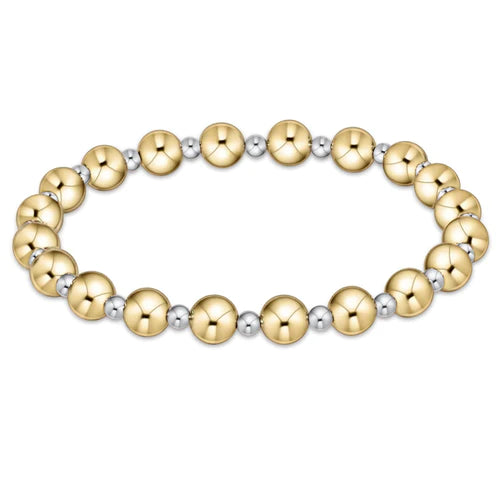 grateful pattern 6mm bead bracelet mixed metal