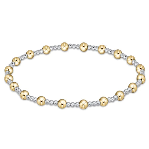 classic sincerity pattern 4mm bead bracelet mixed metal