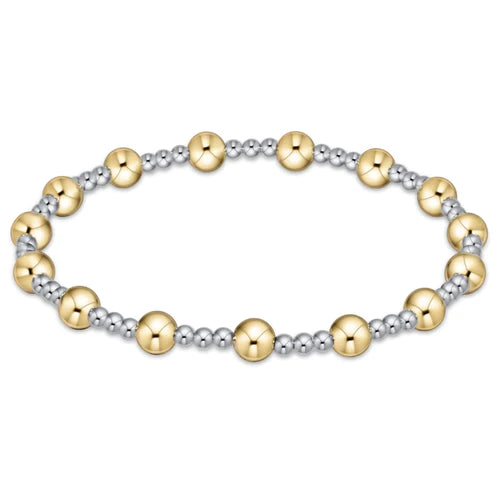 classic sincerity pattern 6mm bead bracelet mixed metal