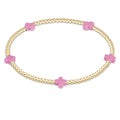 signature cross small gold 2mm bead bracelet bright pink
