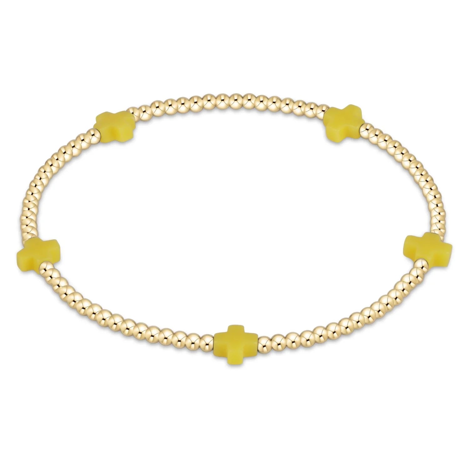 signature cross small gold 2mm bead bracelet canary