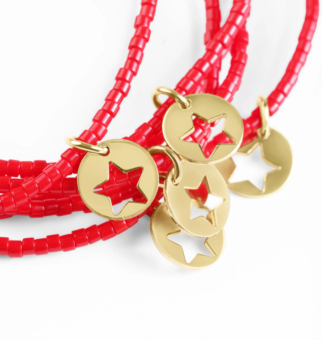 hope classic bracelet bright red star small gold disc