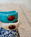 wide bangle red stone
