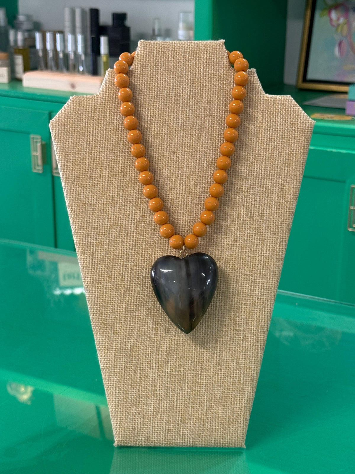 puff heart beaded necklace