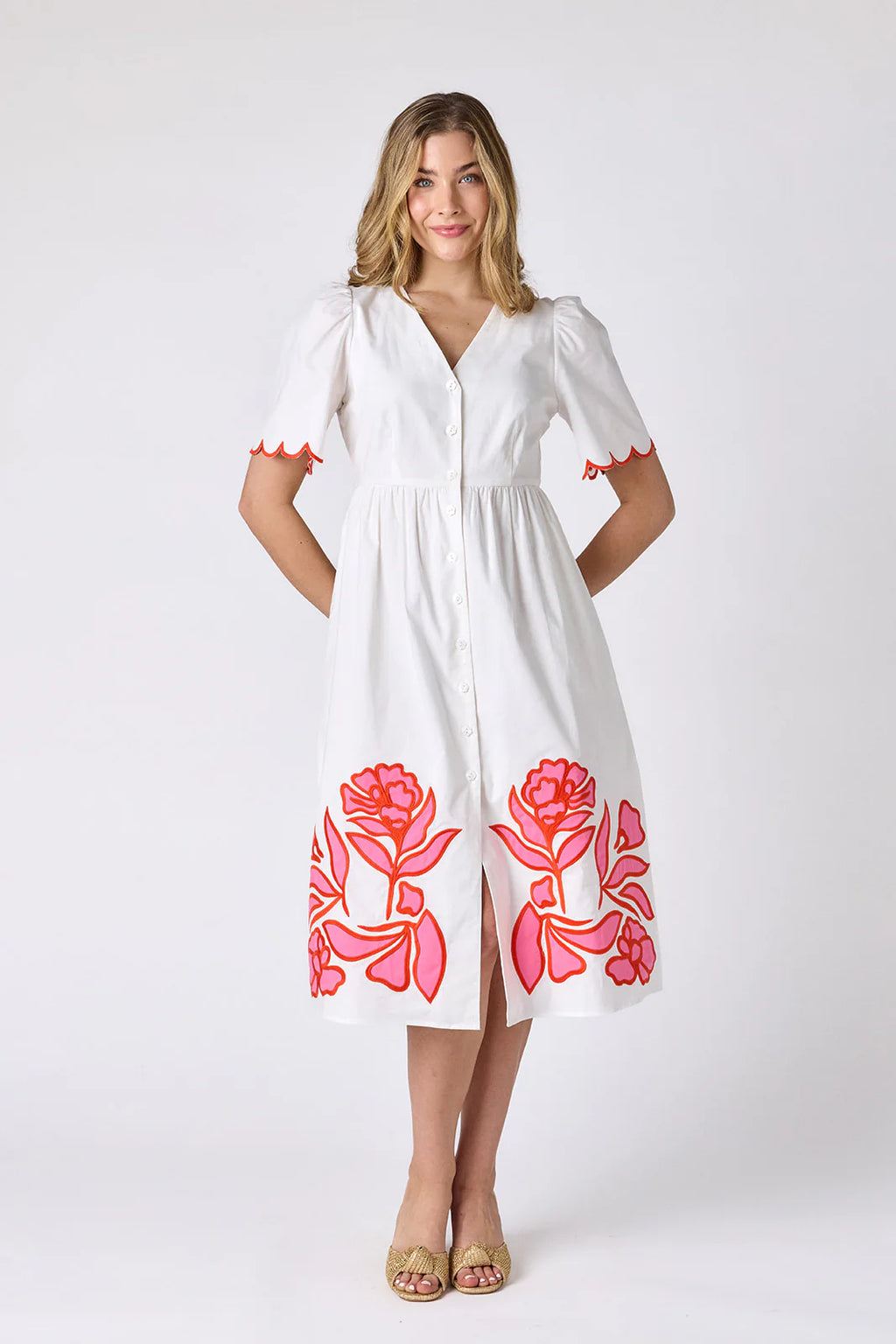 luca dress with floral embroidery